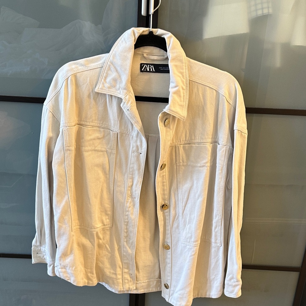 ZARA Women’s Cream Button-Down Jean Denim Jacket